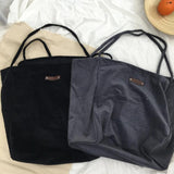 Large Capacity Canvas Shoulder Bag Corduroy Lazy Shopping Tote Bag