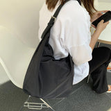 Nylon Shoulder Bag Large Capacity Handbag Shopping Bucket Bag