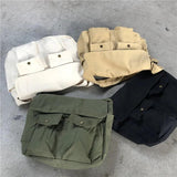 Japanese Canvas Messenger Shoulder Bag Solid Large Capacity
