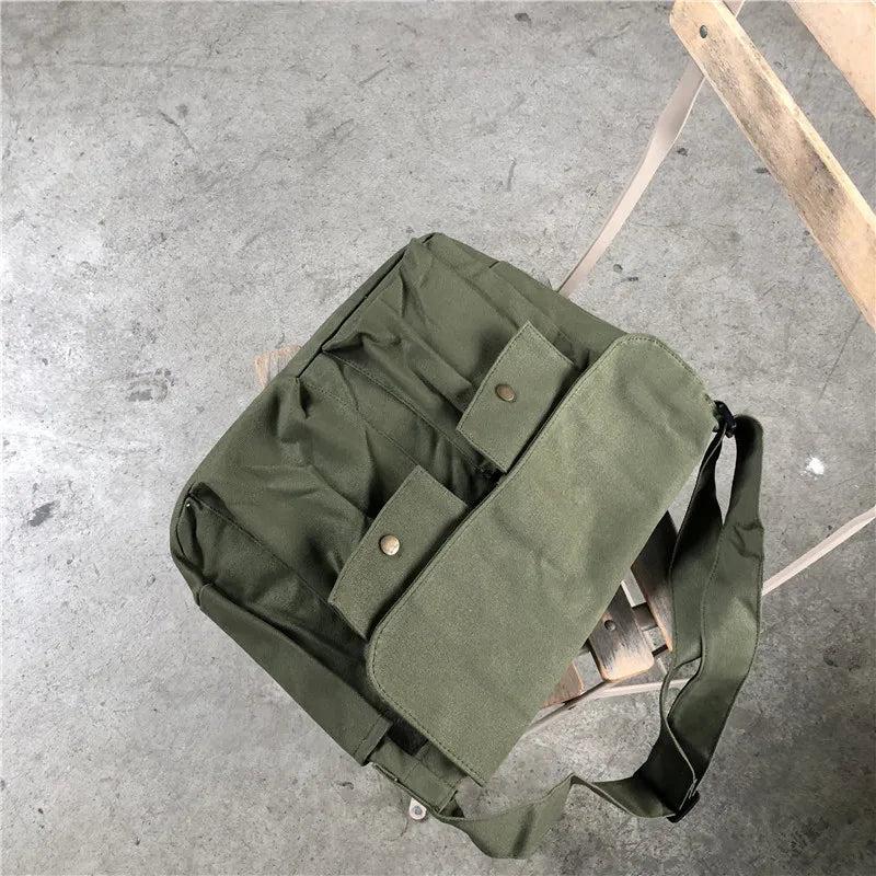 Japanese Canvas Messenger Shoulder Bag Solid Large Capacity