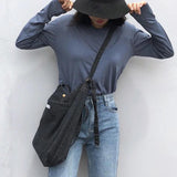 Retro Denim Canvas Shoulder Bag Artistic Laptop Handbag