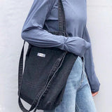 Retro Denim Canvas Shoulder Bag Artistic Laptop Handbag
