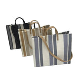 Striped Canvas One-shoulder Messenger Bag Large-capacity Handbag