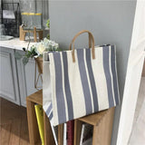 Striped Canvas One-shoulder Messenger Bag Large-capacity Handbag