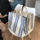 Striped Canvas One-shoulder Messenger Bag Large-capacity Handbag