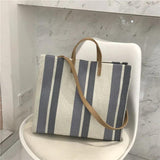 Striped Canvas One-shoulder Messenger Bag Large-capacity Handbag