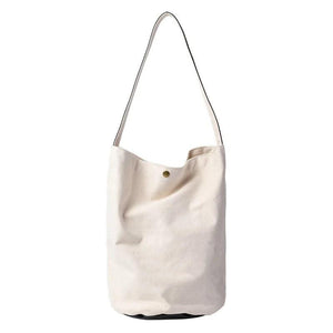Canvas Shoulder Bag Leisure Art Bucket Bag Stitching Large Capacity