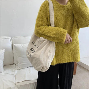 Canvas One-shoulder Messenger Bag Letter Printing Large-capacity