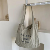 Japanese Canvas One-shoulder Messenger Bag Letter Print Large-capacity Tote