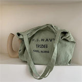 Japanese Canvas One-shoulder Messenger Bag Letter Print Large-capacity Tote