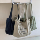 Japanese Canvas One-shoulder Messenger Bag Letter Print Large-capacity Tote