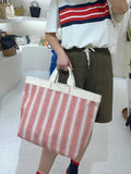 Stripes Large Capacity Canvas Tote Bag