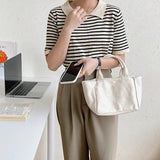 Canvas One-shoulder Messenger Bag Daily Commuting Casual Tote Handbag