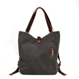 Canvas Shoulder Bag Casual Women Multi-function Handbag Backpack