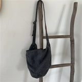 Canvas Shoulder Bag Distressed Zipper Messenger