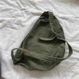 Canvas Shoulder Bag Distressed Zipper Messenger