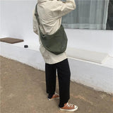 Canvas Shoulder Bag Distressed Zipper Messenger