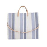 Striped Canvas Shoulder Bag Large-Capacity Shopping Handbag