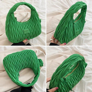 Embroidered Crescent Satchel Bag for Women