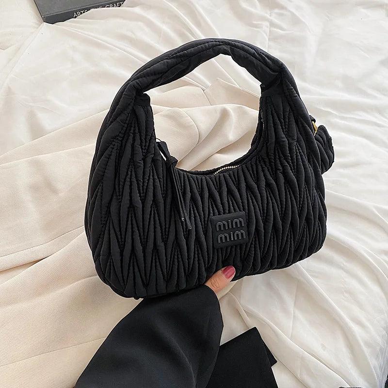 Embroidered Crescent Satchel Bag for Women