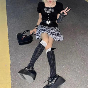 Gothic Heart Purse Handbags Y2k Girls Punk Shoulder Bag Metal Decoration