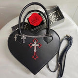 Gothic Heart Purse Handbags Y2k Girls Punk Shoulder Bag Metal Decoration