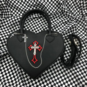Gothic Heart Purse Handbags Y2k Girls Punk Shoulder Bag Metal Decoration
