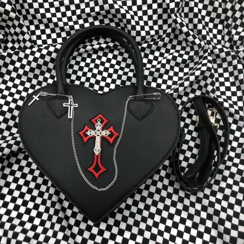 Gothic Heart Purse Handbags Y2k Girls Punk Shoulder Bag Metal Decoration