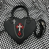 Gothic Heart Purse Handbags Y2k Girls Punk Shoulder Bag Metal Decoration