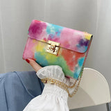 OkoLive Rainbow Messenger Bag PU Leather Small Shoulder Crossbody Women Girls