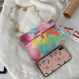 OkoLive Rainbow Messenger Bag PU Leather Small Shoulder Crossbody Women Girls