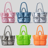 Fluorescent Green Quilted Shoulder Bag Laser Nylon Tote