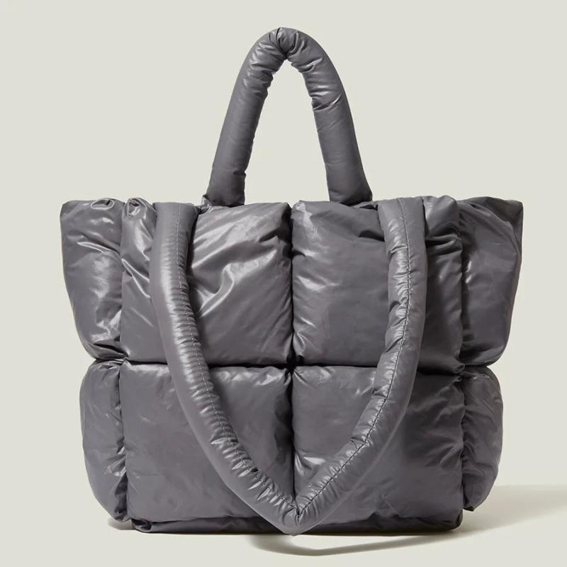 Fluorescent Green Quilted Shoulder Bag Laser Nylon Tote