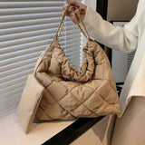 Vintage Nylon Handbag for Women Large Capacity Ladies Totes Chains