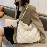Vintage Nylon Handbag for Women Large Capacity Ladies Totes Chains
