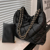 Vintage Nylon Handbag for Women Large Capacity Ladies Totes Chains
