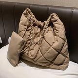 Vintage Nylon Handbag for Women Large Capacity Ladies Totes Chains