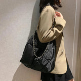 Vintage Nylon Handbag for Women Large Capacity Ladies Totes Chains