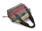 Canvas Totes Striped Patchwork Rainbow Shoulder Bag Casual Crossbody Bag
