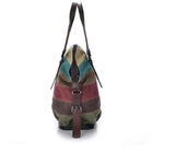 Canvas Totes Striped Patchwork Rainbow Shoulder Bag Casual Crossbody Bag