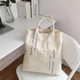 Large Canvas Women's Minimalist Letter Tote Bag