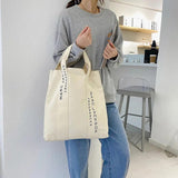 Large Canvas Women's Minimalist Letter Tote Bag