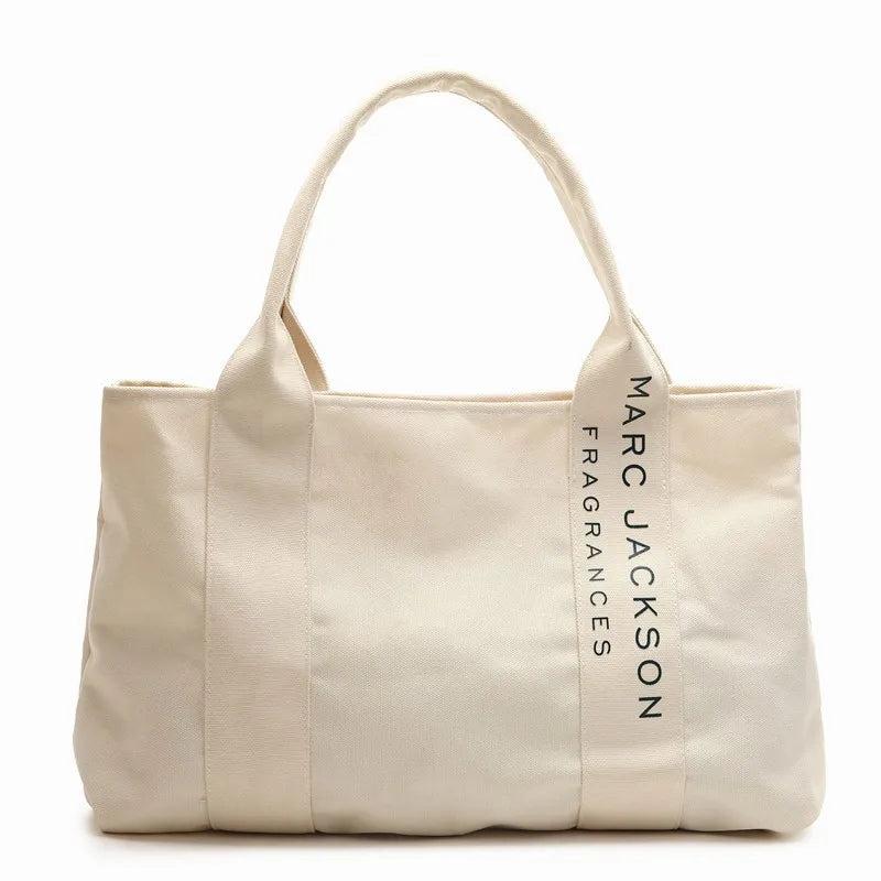 Large Canvas Women's Minimalist Letter Tote Bag