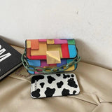 Panelled Shoulder Bag Women's Printing Chain Female Bag Mini Bag
