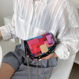 Panelled Shoulder Bag Women's Printing Chain Female Bag Mini Bag