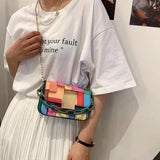 Panelled Shoulder Bag Women's Printing Chain Female Bag Mini Bag