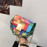 Panelled Shoulder Bag Women's Printing Chain Female Bag Mini Bag