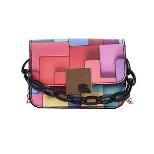 Panelled Shoulder Bag Women's Printing Chain Female Bag Mini Bag