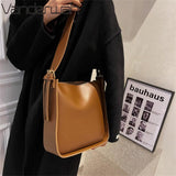 Vintage Wide Strap Shoulder Bag Women Large Capacity Crossbody Work Handbag