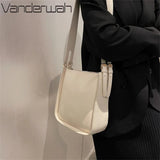 Vintage Wide Strap Shoulder Bag Women Large Capacity Crossbody Work Handbag